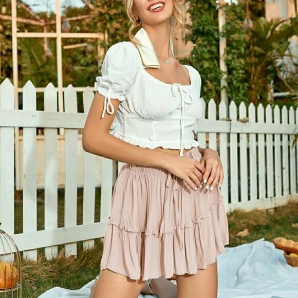 Tie Front Ruffle Hem Skirt - Picture 7 of 7